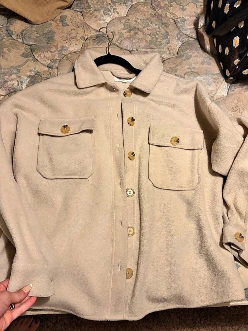 Hippie rose Women's Pea Coat in Beige size L